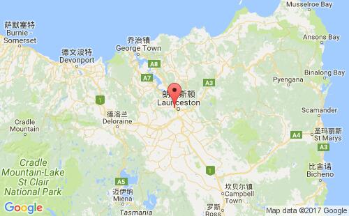 澳大利亚港口朗塞斯顿launceston港口地图