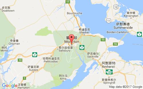 加拿大港口蒙克顿moncton港口地图