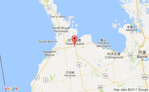 加拿大港口欧文桑德owen sound港口地图