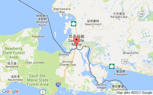加拿大港口苏圣马丽sault ste. marie,on港口地图