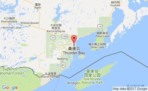 加拿大港口散德湾thunder bay,on港口地图