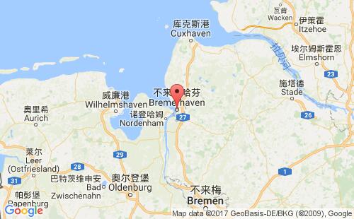 德国港口不来梅港bremerhaven港口地图
