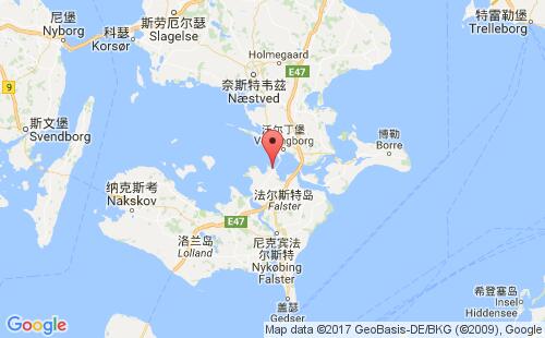 丹麦港口奥勒霍兹orehoved港口地图