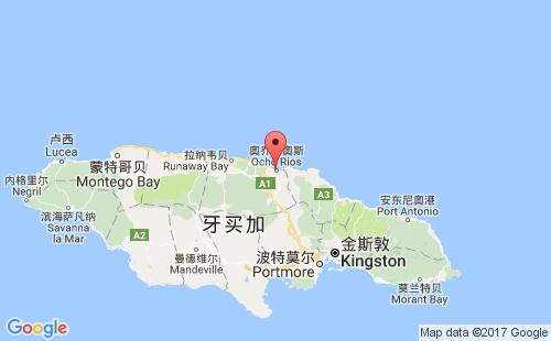 牙买加港口奥乔里奥斯湾ocho rios bay港口地图