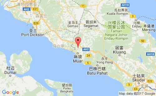 马来西亚港口双溪麻坡sungei muar港口地图