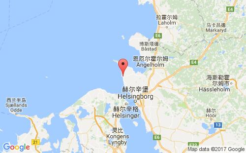 瑞典港口赫加奈斯hoganas港口地图