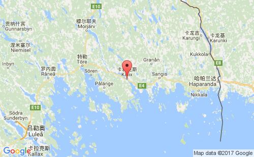 瑞典港口卡利克斯kalix港口地图
