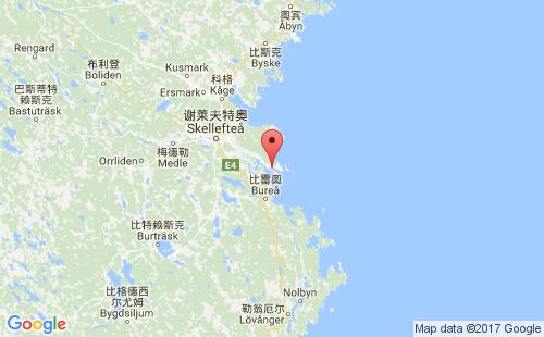 瑞典港口谢莱夫特港skelleftehamn港口地图