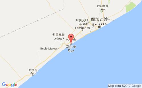 索马里港口马尔卡merca港口地图