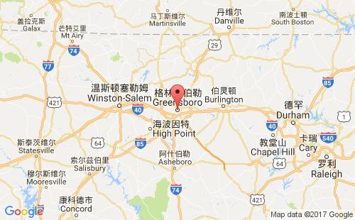 美国港口格林斯伯勒greensboro,nc港口地图