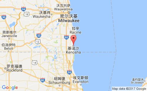 美国港口基诺沙kenosha,wi港口地图