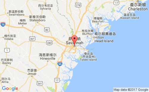 美国港口萨凡纳savannah,ga港口地图