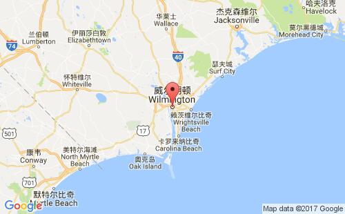 美国港口威尔明顿wilmington,nc港口地图